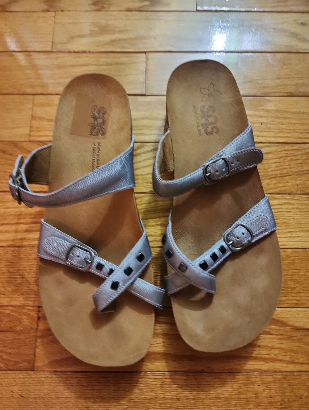 SAS Jett Toe Loop In The Color Steel Women's Strappy Buckle Sandals